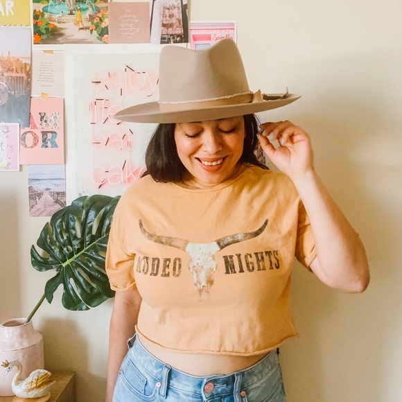 Rodeo Nights Longhorn Crop Graphic Tee - Picture 2 of 5